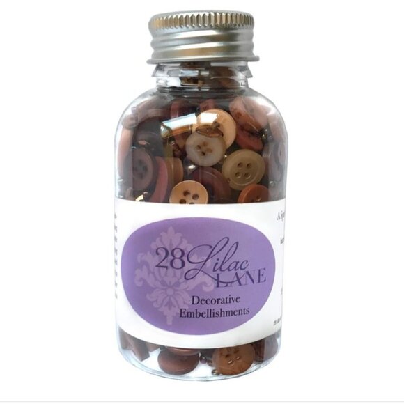 Buttons Galore Lilac Lane Toasted Graham Embellishment Bottle - Picture 1 of 2